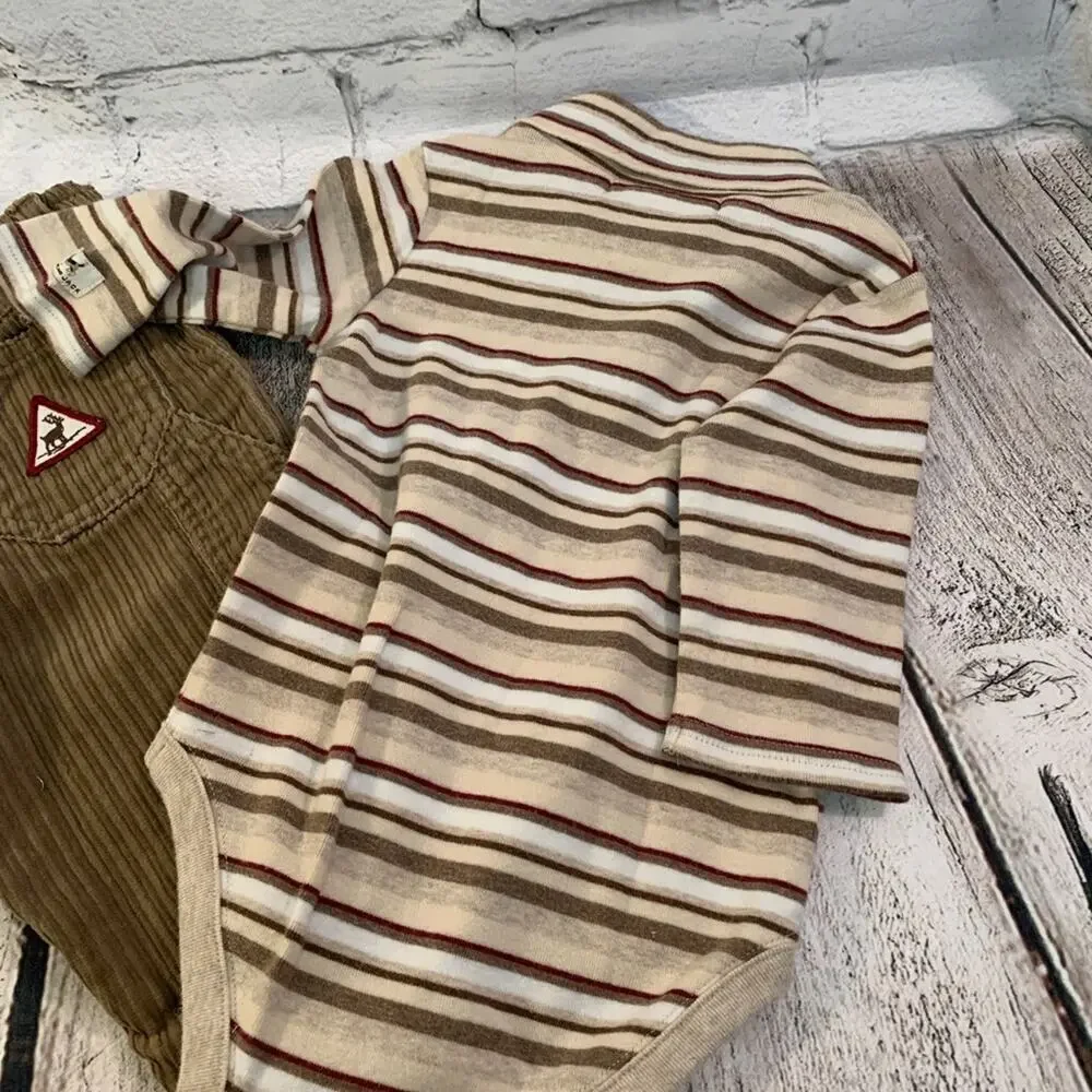 JANIE AND JACK Boy’s 2 Piece Turtleneck Onesie and Corduroy Pants / Size: 3-6 Mo